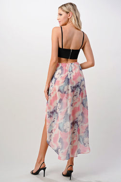 Mi Reina Strappy Bodice Tie-Dye High-Low Dress