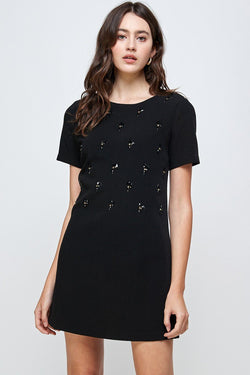 Mi Reina Embellished Short Sleeve Mini Dress