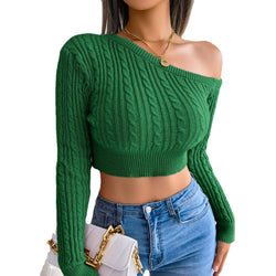 Autumn And Winter Fashion Twist Strapless Long-Sleeved Short Knitted S