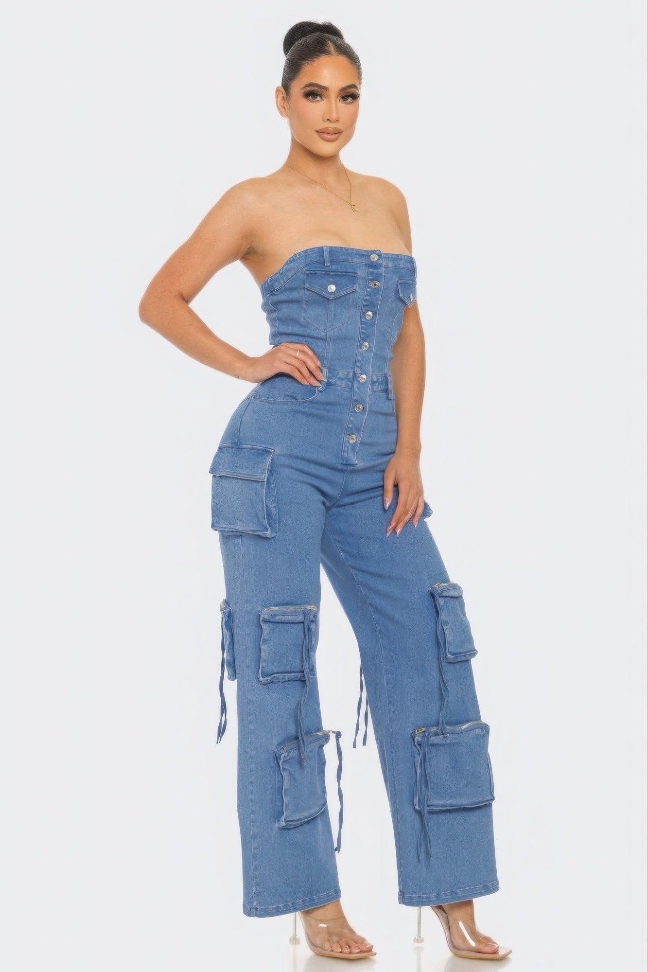 Mi Reina Stretch Denim Jumpsuit