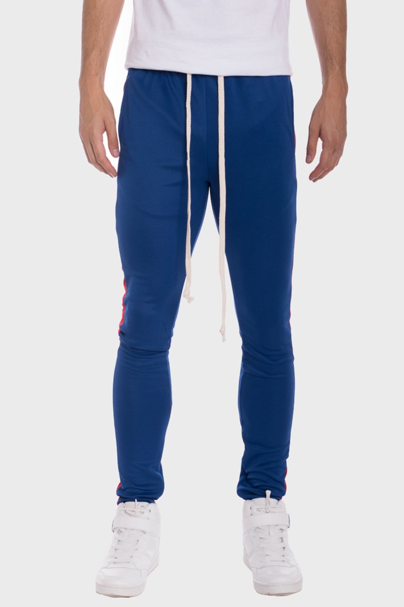 MI Rey CLASSIC SKINNY FIT TRACK PANTS- ROYAL/ RED