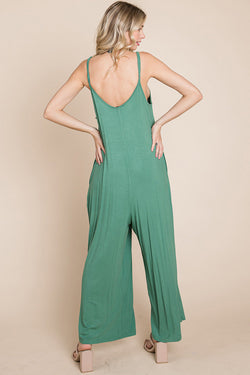 Sleeveless Wide Leg Pocketed Jumpsuit