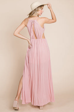 Split Front Cut Out Halter Maxi Dress