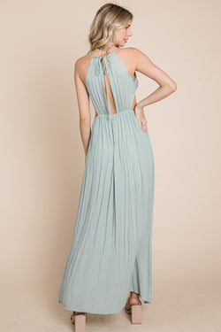 Split Front Cut Out Halter Maxi Dress