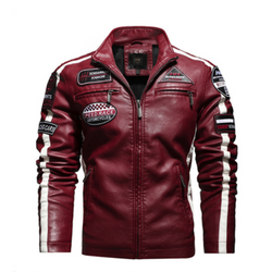 Mi Rey Biker Vegan Leather Jacket With Badges