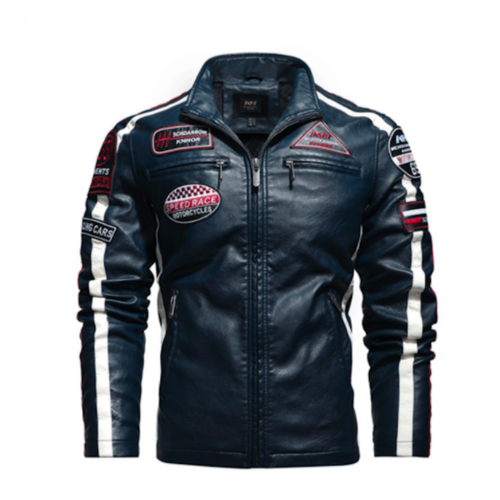 Mi Rey Biker Vegan Leather Jacket With Badges