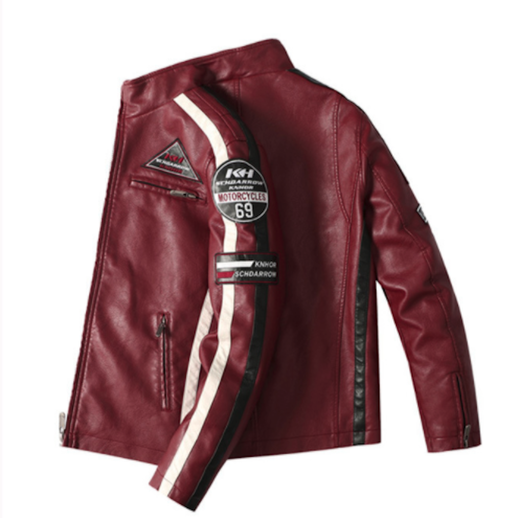 Mi Rey Biker Vegan Leather Jacket With Badges