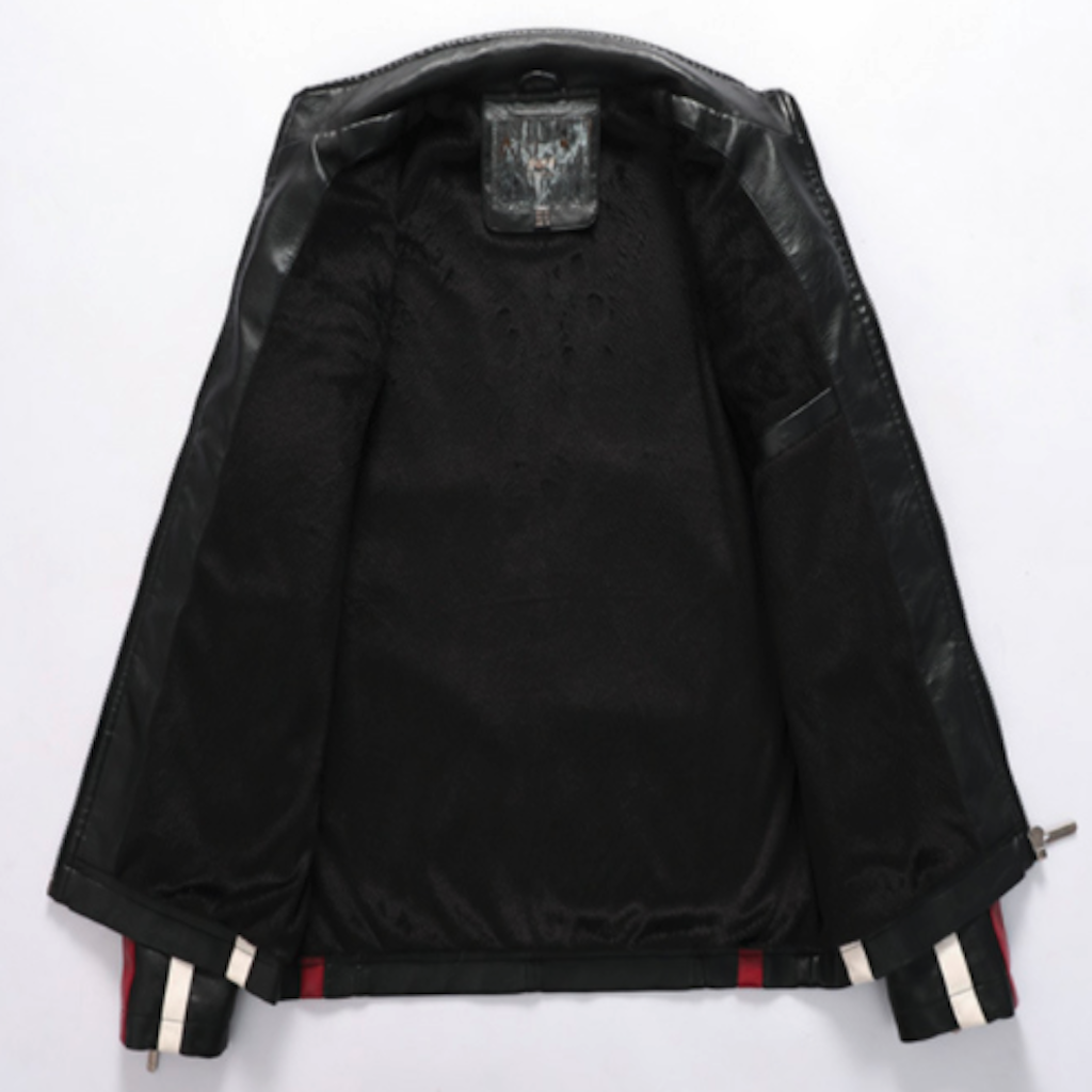 Mi Rey Biker Vegan Leather Jacket With Badges