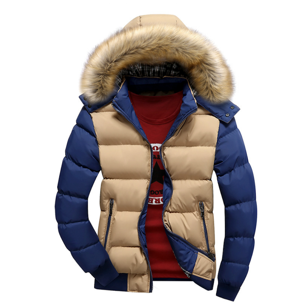 Mi Rey  Two Tone Puffer Jacket with Removable Hood