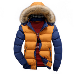 Mi Rey  Two Tone Puffer Jacket with Removable Hood