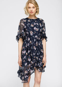 Wax Flower Asymmetrical Hi-Lo Dress