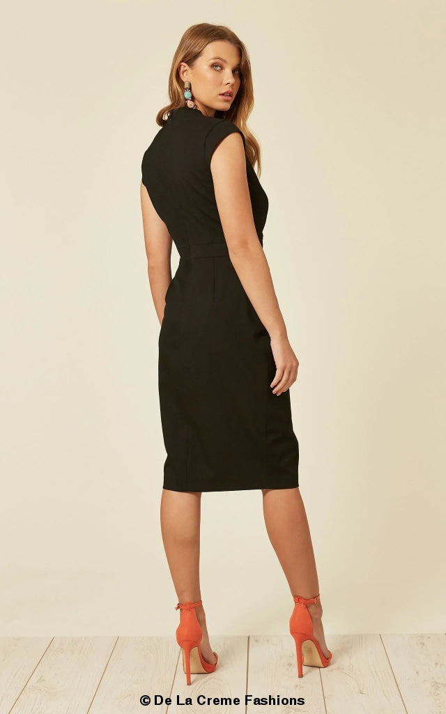 Beautiful Black V Neck Wrap Dress