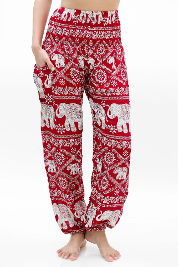 Mi Reina Burgundy ELEPHANT Pants Women Boho Pants Hippie Pants Yoga