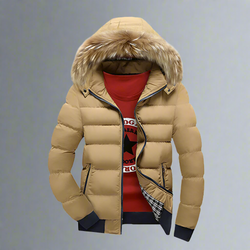 Mi Rey  Two Tone Puffer Jacket with Removable Hood