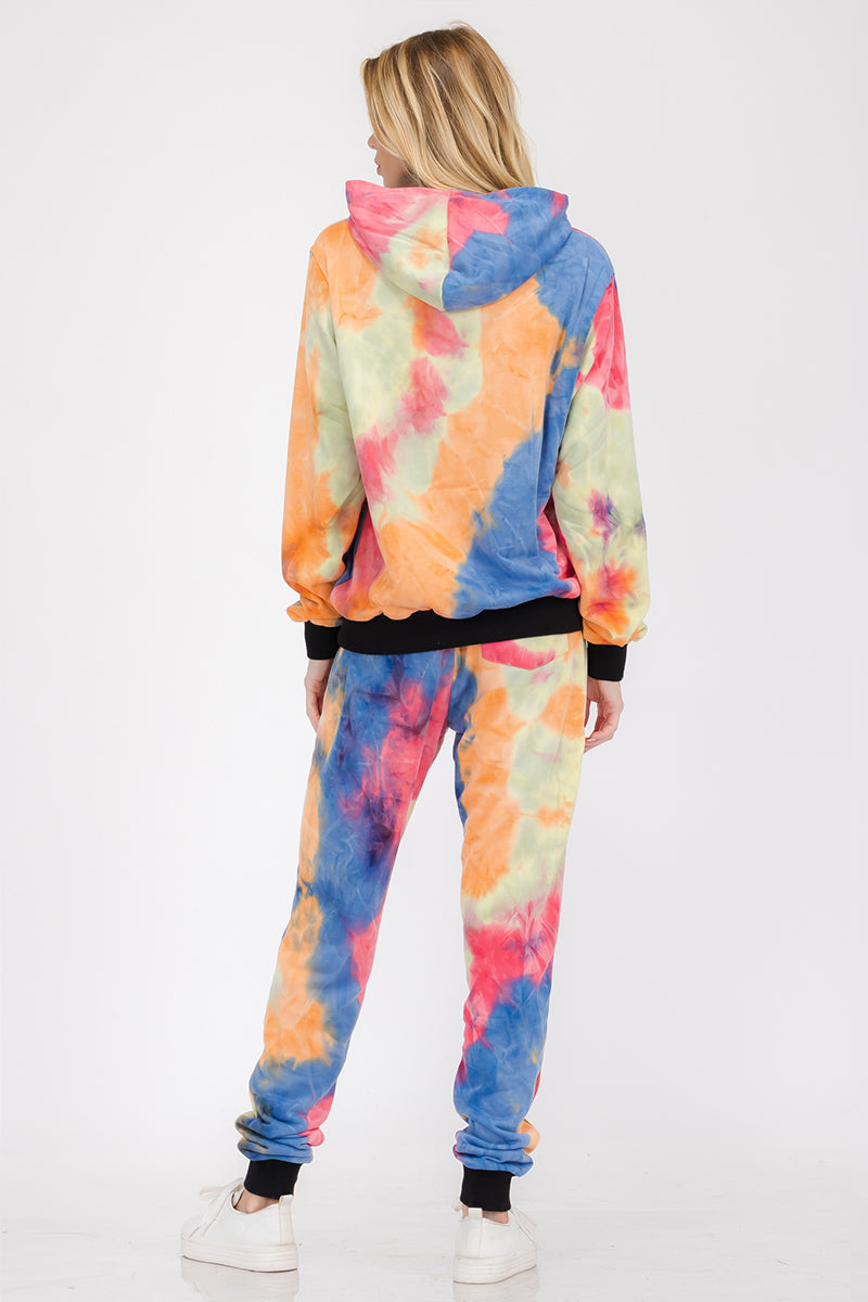 Mi Reina Womens Cotton Tye Dye Lounge Wear Sweat Set