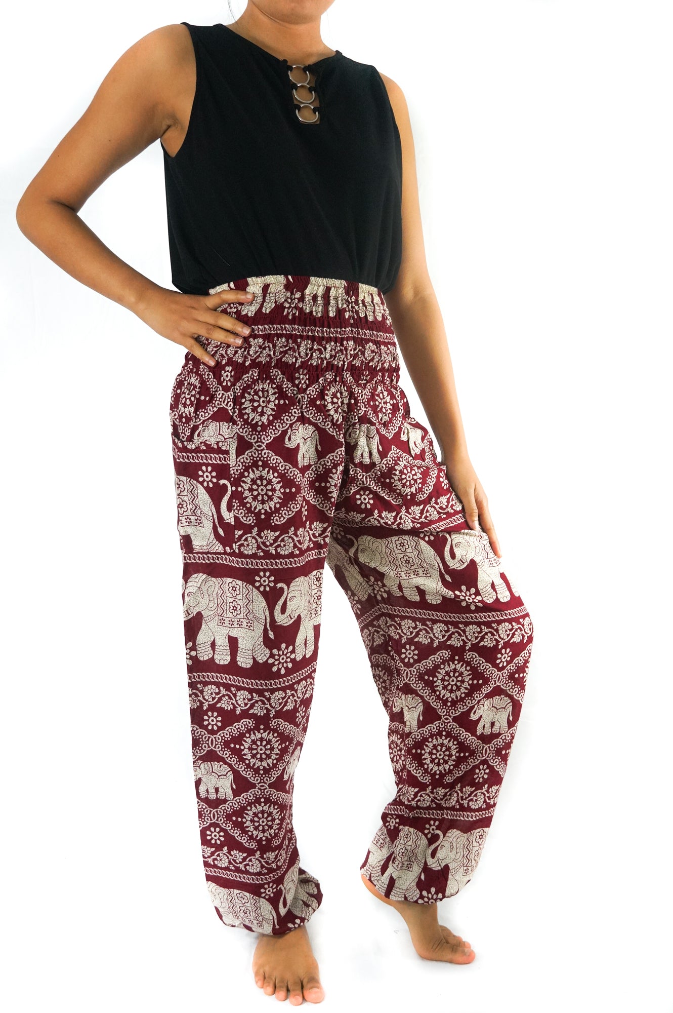 Mi Reina Burgundy ELEPHANT Pants Women Boho Pants Hippie Pants Yoga