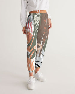 Mi Reina Womens Track Pants - White Multicolor Graphic Sports Pants