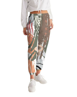 Mi Reina Womens Track Pants - White Multicolor Graphic Sports Pants